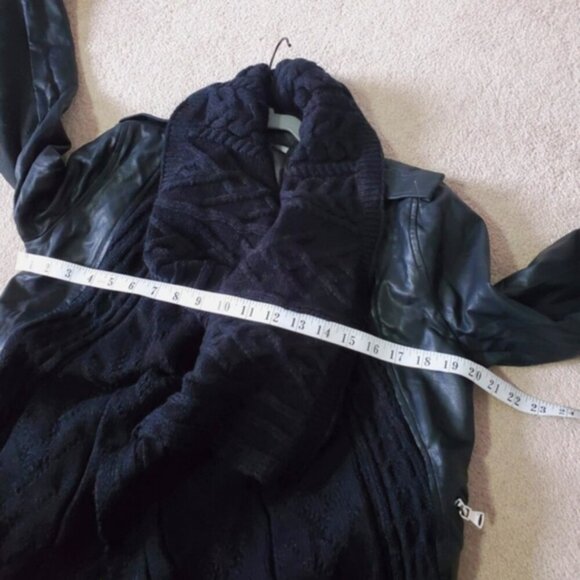 NWT Revolve Fate Vegan Leather Cable Knit Fishermen Belted Moto Jacket M - Picture 8 of 10